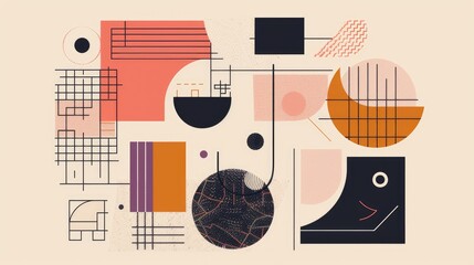 Graphic design elements Line style abstract frames and logo templates