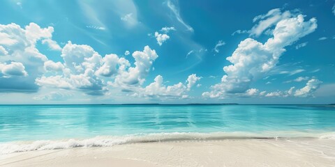 Fototapeta premium Beautiful tropical beach blue sea water against Blue. Ai generation