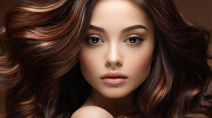 Obraz premium Beautiful model with long smooth healthy brown hair