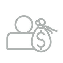 Private Equity Vector Line Grey Icon Design