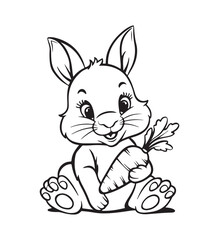 A drawing of a rabbit with white background