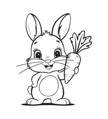 A drawing of a rabbit with white background