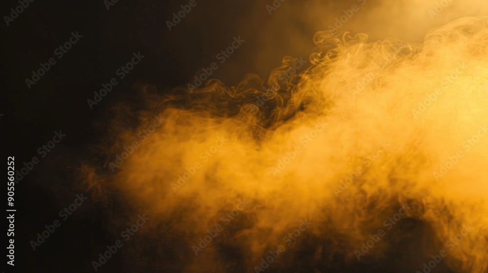 Poster yellow fog on dark backdrop with empty space