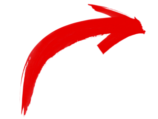 Bold red, hand-drawn arrow curving upwards on a white background