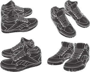 Vector sketch illustration design of men's fashion sports shoe sandals, sneakers model for exercise