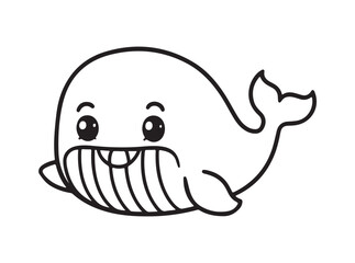 Fototapeta premium A cartoon drawing of a whale with white background