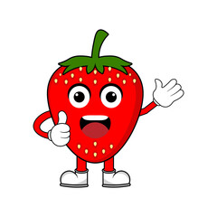 strawberry mascot illustration vector. Illustration mascot isolated on white backgrounds