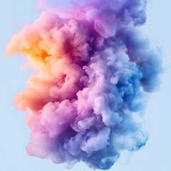 Fototapeta premium Ethereal smoke burst in soft pastels with a dreamy, flowing pattern, set against a transparent background.