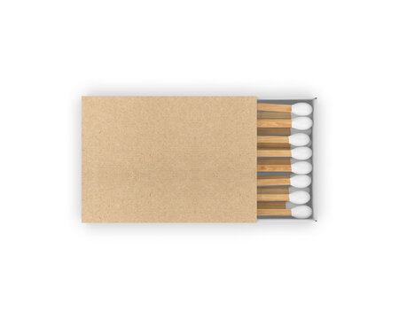 Matchbox with match sticks packaging mockup template 3d render illustration.