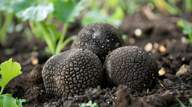 fresh pick truffle, truffle mushroom on soil