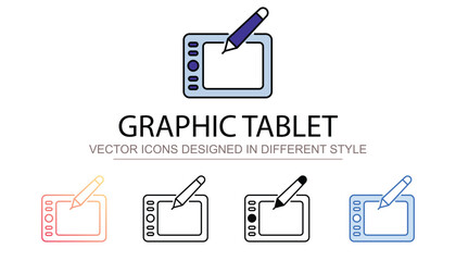 Graphic Tablet icon design with white background stock illustration