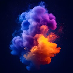 Fototapeta premium Abstract smoke cloud in rich purples and silvers, with a sense of depth and movement, isolated on a transparent PNG.