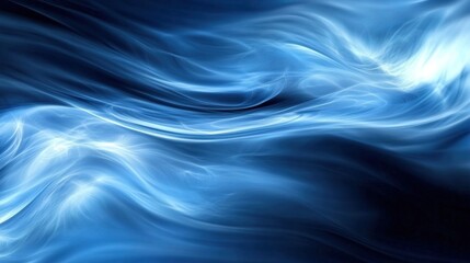 artistic abstract blue wave and smoke