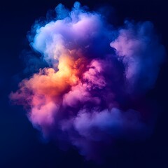 Naklejka premium Abstract smoke cloud in rich purples and silvers, with a sense of depth and movement, isolated on a transparent PNG.
