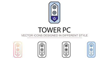 tower pc icon design with white background stock illustration