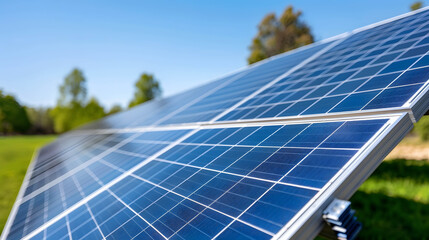 Obraz premium Close-up of a solar panel installation on a residential roof, illustrating clean energy adoption