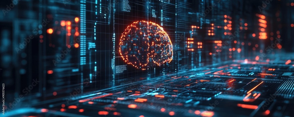 Aufkleber a digital representation of a brain symbolizing artificial intelligence and technology in a futurist