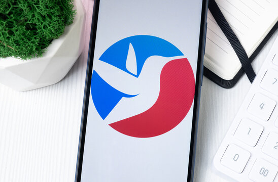 New York, USA - 1 August 2024: Biswap BSW Logo on Phone Screen, Crypto Coin Icon