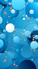 Naklejka premium Blue Dots Circles Balls on Blue Background, Abstract Image, Texture, Pattern, Wallpaper, Cover and Screen of Smartphone, Cell Phone, Computer, Laptop, 9:16 and 16:9 Format
