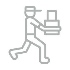 Delivery person Vector Line Grey Icon Design
