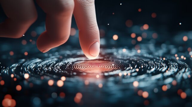 A close up shot of a fingerprint sensor scanning a finger, showcasing the biometric aspect of multi factor authentication.