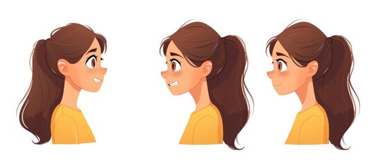 young beautiful girl with a proud confident and happy look smiling and feeling satisfied lateral or side view