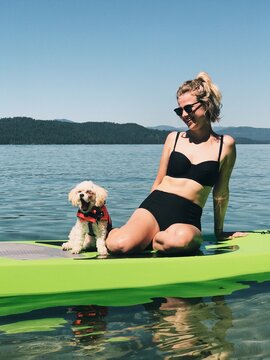 A Summer Girl and Her Puppy