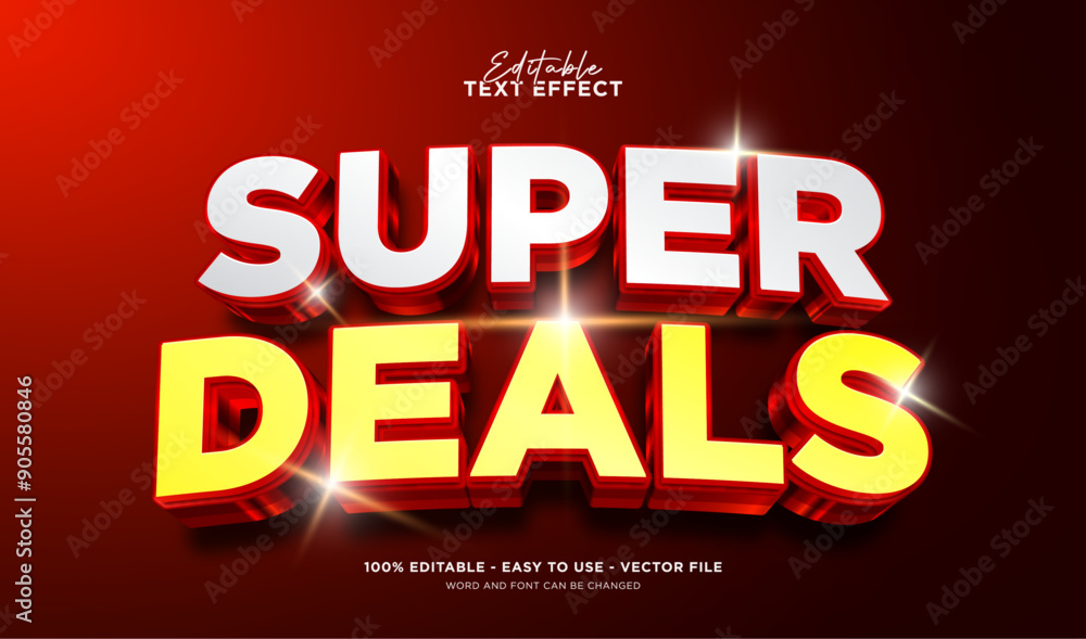 Poster super delas editable text effect, 3d vector mock up