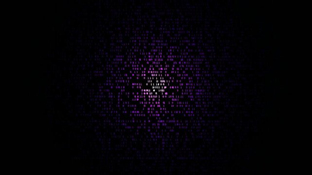 Abstract circle with binary numbers rotating. Digital technology, big data and cyber space background.