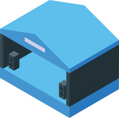 Isometric icon of an outdoor stage with speakers, perfect for illustrating music events, festivals, or entertainment