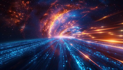 Fototapeta premium Digital Highway Through The Cosmos
