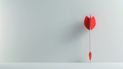 Red target with a red arrow on goal against a white background business concept