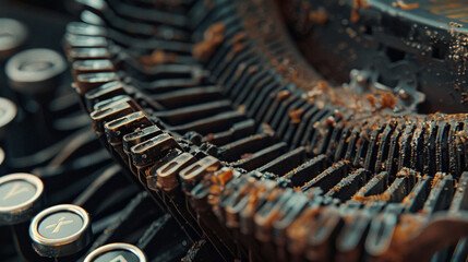 Fototapeta premium Close-up of a typewriter with abstract, intricate key details and aged textures