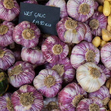 London, England, Great Britain. Delicious foods, vegetables and treats for sale at the famous Borough Market.