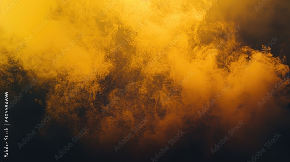 Poster yellow fog on dark backdrop with empty space