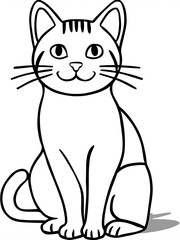 Obraz premium Cute cat line art illustration, coloring page