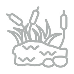 pond Vector Line Grey Icon Design