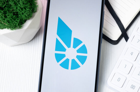 New York, USA - 1 August 2024: Bitshares BTS Logo on Phone Screen, Crypto Coin Icon