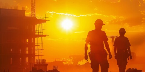 Construction Workers Brave the Intense Heatwave, Demonstrating Resilience and Commitment Amidst the Sweltering Summer Conditions