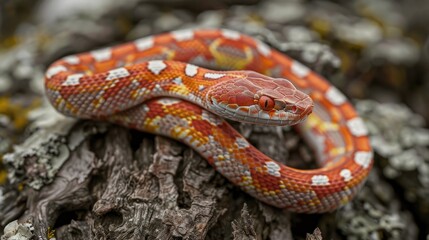 Obraz premium Corn snake with Blizzard morph on a natural backdrop