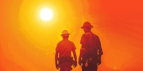 Construction Workers Brave the Intense Heatwave, Demonstrating Resilience and Commitment Amidst the Sweltering Summer Conditions