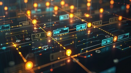 A conceptual visualization of a data exchange protocol with encrypted data packets traveling between server icons, emphasizing security and privacy. 