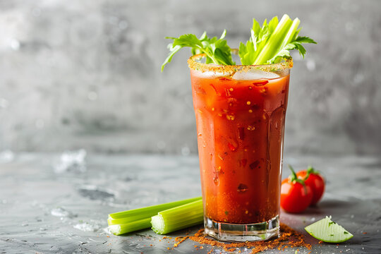 A Canadian Caesar cocktail, similar to a Bloody Mary Cocktail.