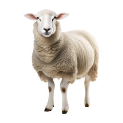 Fototapeta premium sheep standing and looking forward isolated on transparent background