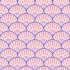Abstract shells seamless pattern. Hand drawn background in pastel colors. Summer pattern for wrapping paper, wallpaper, notebook cover.