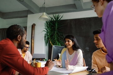 Enterpreneurs running business in creative modern office