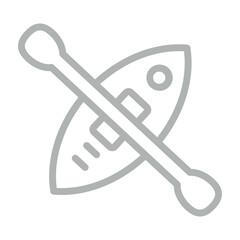 Kayak Vector Line Grey Icon Design