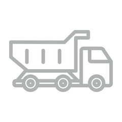 Dump truck Vector Line Grey Icon Design