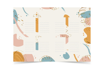 Monthly planner calendar template. Simple printable to do list. Business organizer page. Paper sheet. Realistic vector illustration.