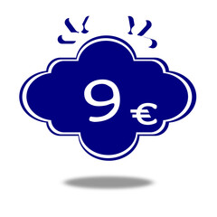 9€ white number, nine euro, for web page and advertising.